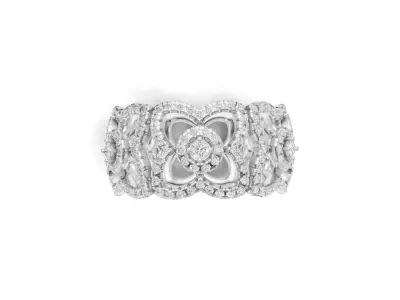 Openwork Flower Diamond Wide Band 3D print model