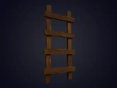 Old Wooden Ladder Low-poly 3D model