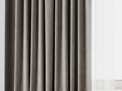 Rod Curtains with Roman blinds brown 20 HBH Low-poly 3D model