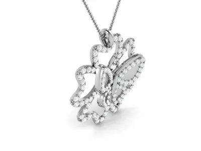 Solitaire Women butterfly Pendant 3DM STL OBJ FBX Render Details 3D print model