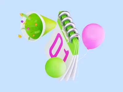 Happy New year 3D Illustration Low-poly 3D model