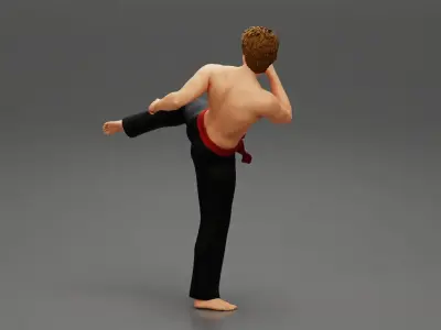 Karate man in a red belt 3D print model
