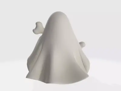 Cute Ghost with Bone Spooky Halloween Decor Ghost Figurine 3D print model