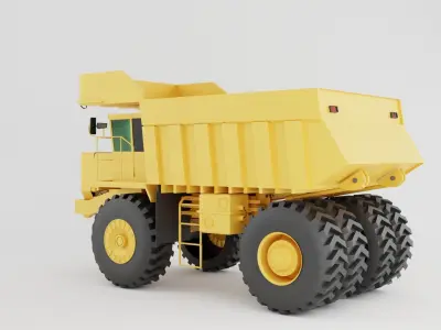 Mining large truck of yellow color on white background Low-poly 3D model