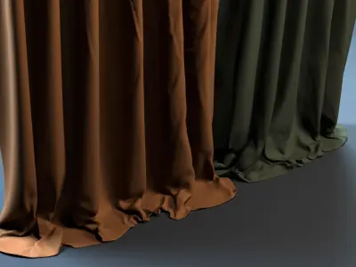 Double Color Curtains - Brown  White Grey Red 3D model