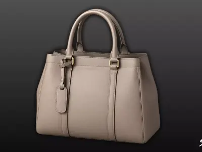 Gray Brown Structured Tote Bag Low-poly 3D model
