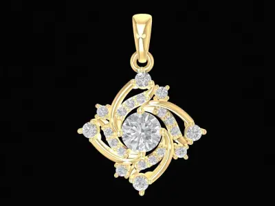 Luxury Diamond Flower Pendant Jewelry  1226 3D print model