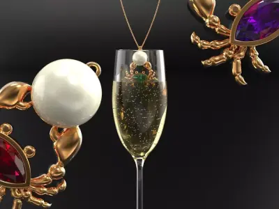 nacklace champagne glass with necklace Free 3D print model
