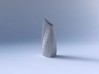 Vase tipped triangle with wavy extruded lines 3 3D print model