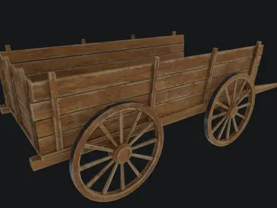 Old Wooden Cart Low-poly 3D model