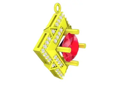 Luxury Square Halo Ruby Pendant 3D Model 5051 3D print model