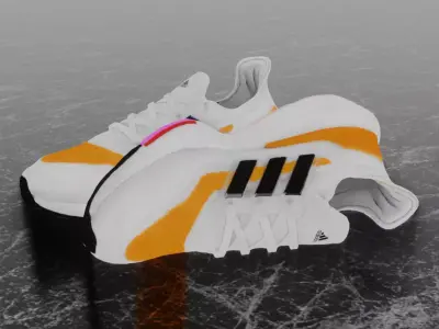  ADIDAS ULTRA BOOST 2021 - ORANGE 3D SHOES  Low-poly 3D model