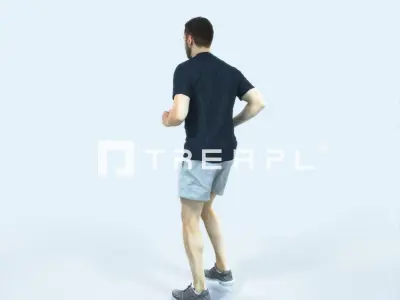 Portrait 07E Running Jogging Football Sports Man Low-poly 3D model