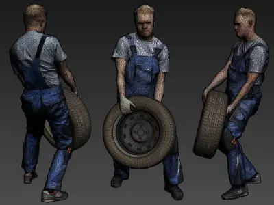 Stylized Car Mechanic Character 3D model