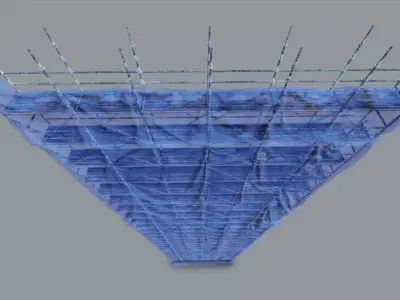 Animated Tower scaffolding and tarpaulin x10 3D model