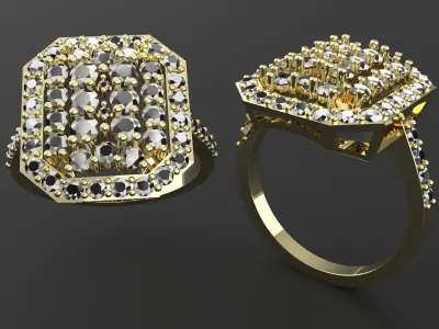 Gold Ring with Diamonds 3D print model