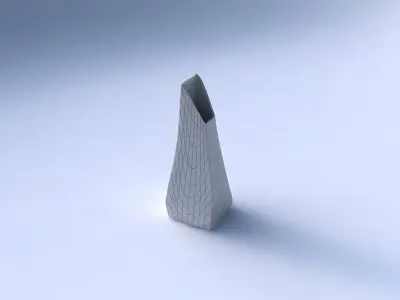 Vase top bent rectangle with wavy grid plates 3D print model