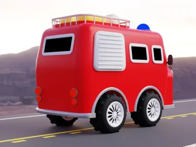 Cartoon Fire Truck 3D model