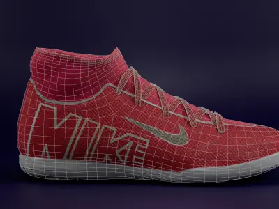 Shoes - Nike Mercurial black Low-poly 3D model red Low-poly 3D model