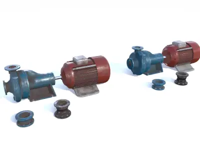 Electric motor pump PBR Low-poly 3D model