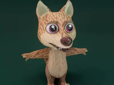 Cartoon Red Wolf 3D Model Low-poly 3D model