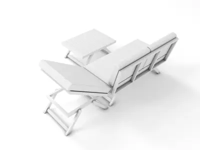 Foldable Garden Chair Table Set Low-poly 3D model