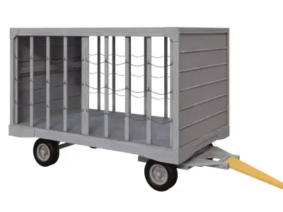 Airport Closed Baggage Trailer 3D model