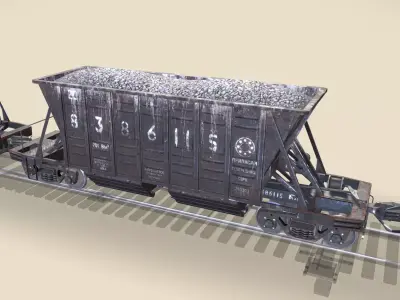 Railway Hopper Car vr3 Low-poly 3D model