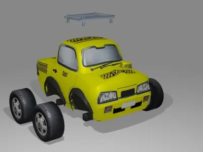 Toon Taxi Low-poly 3D model