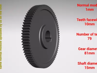 Cylindrical gear - paired - z79 m1 D81 d15 3D print model