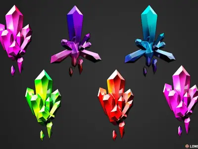 Stylized Crystal Collection  Low-poly 3D model