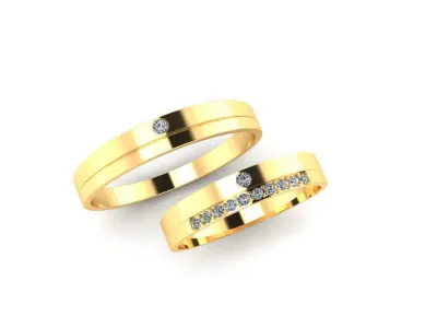 Simple Diamond Wedding Ring 3D print model  3D print model