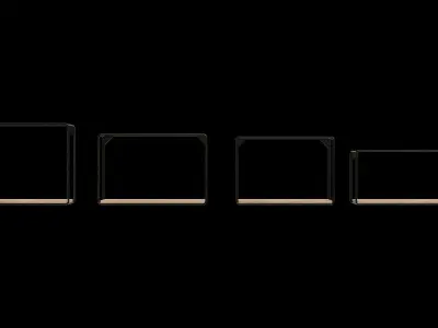 Set Of 4 Shelves Mango Wood Black Low-poly 3D model