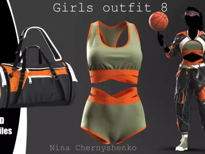 Girls outfit 8 - Marvelous Designer project and OBJ 3D model