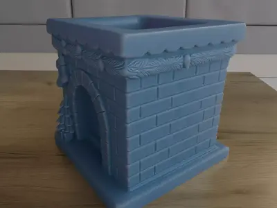 Christmas Fireplace Planter and Candy Holder STL 3D print model