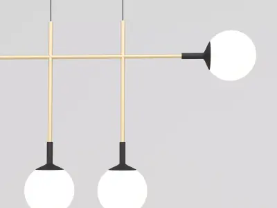 Golden and Black Ball Ceiling Light 3D model