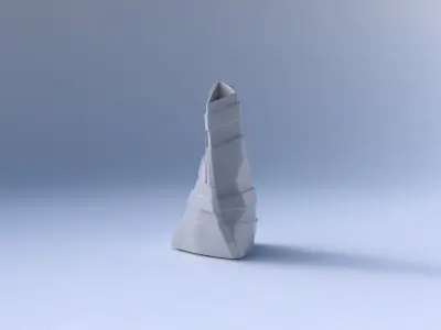 Vase twist grounded tilted triangle with sharp ribbons 3D print model