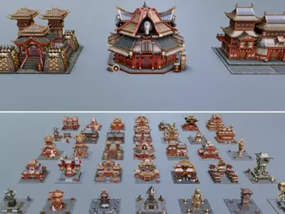Chinese-style ancient architecture 3D model