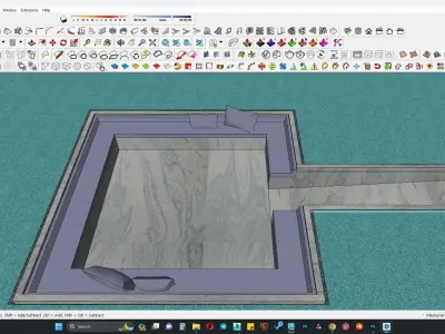 Outdoor sunken sitting area in pool 3D model