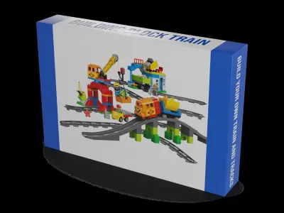 Cars and action games Building Block Train Low-poly 3D model