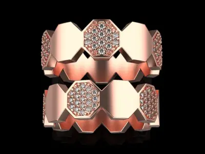 Wedding ring octagon 3D print model