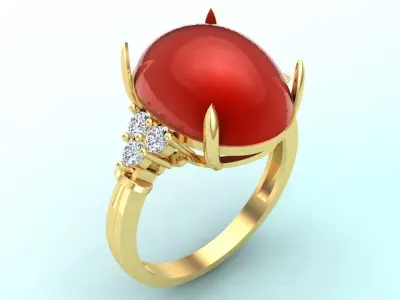 Gemstone Rings - Oval stone ring - Womens Rings 3D print model