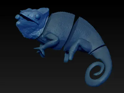 Panther Chameleon - Furcifer pardalis NosyBe with Tongue Shot 3D print model
