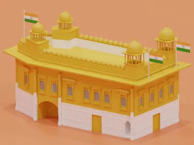 Cartoon Golden Temple India 3D model