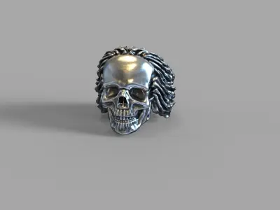 Skull ring in  for a biker  3D print model 3D print model
