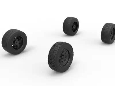 Wheel set of BriSCA F1 Stock Car for Asphalt Scale 1 to 25 3D print model