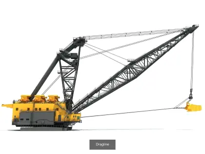 Tracked Dozer and Dragline 3D Model Collection