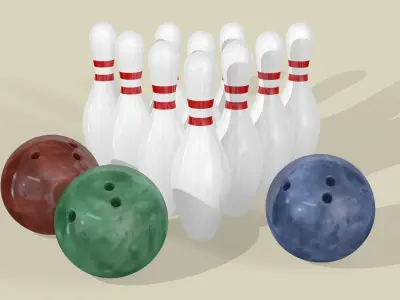 Bowling Balls and Pins 3D model