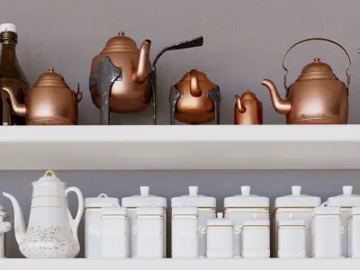 Set-140 kitchen with shelves 3D model