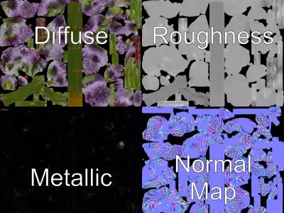 Purple Thistle model pack Low-poly 3D model